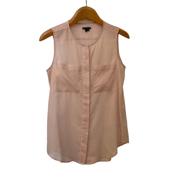 Theory Blouse Peach Sleeveless Shirttail Hem Size P - Picture 3 of 10